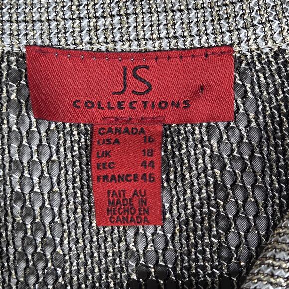 JS Collections Metallic Twin Set Womens 16 Silver Knit Party Formal Y2K Vintage - Picture 9 of 12